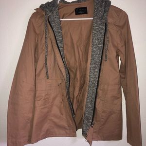 Camel Gray Hooded Jacket